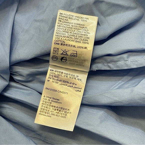 & Other Stories Blue Halter Bow Back Mini Trapeze Dress - Picture 10 of 10